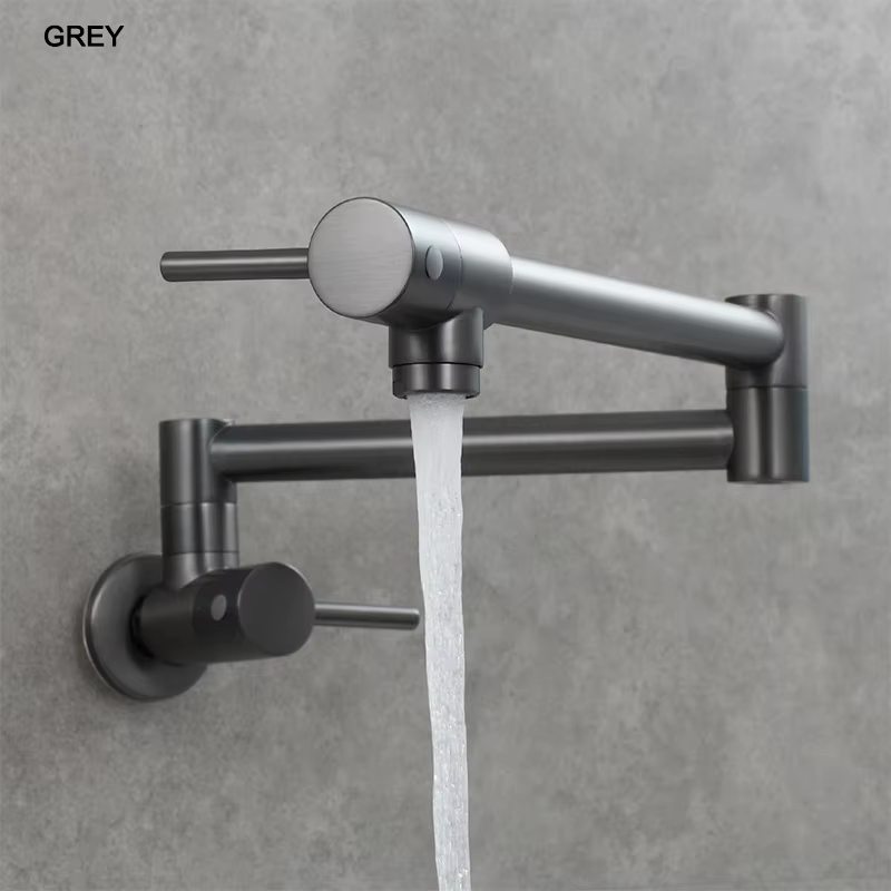 Brass Foldable Wall Mount Kitchen Faucet Single Hole Pot Filler Tap