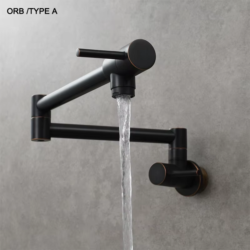 Brass Foldable Wall Mount Kitchen Faucet Single Hole Pot Filler Tap