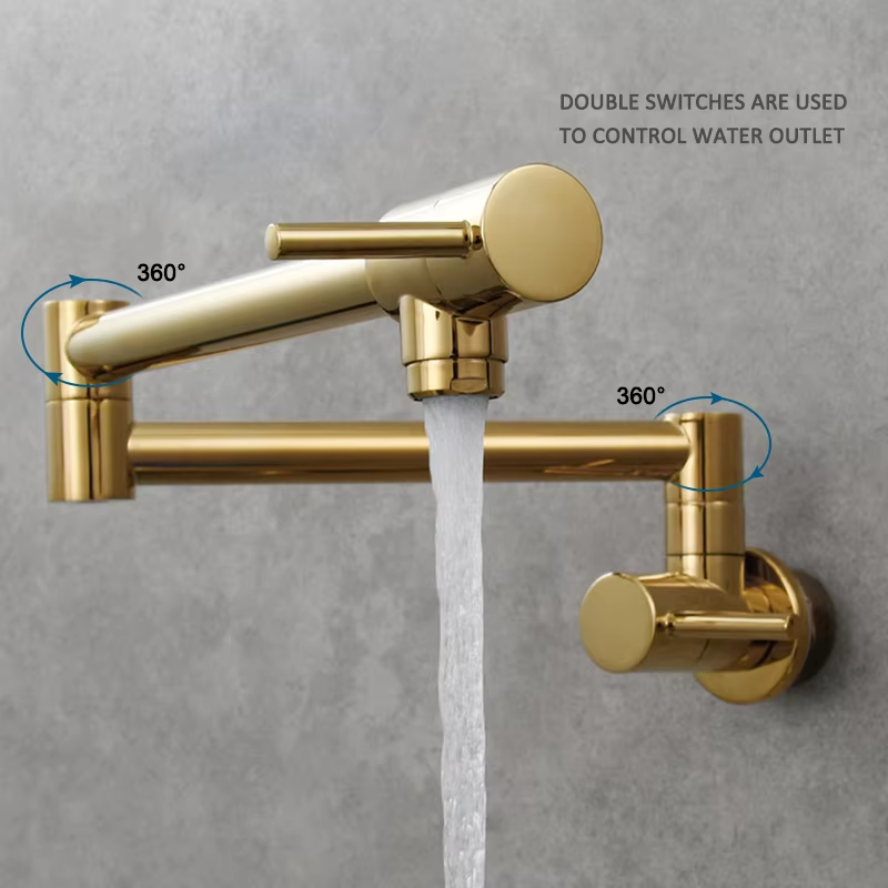 Brass Foldable Wall Mount Kitchen Faucet Single Hole Pot Filler Tap
