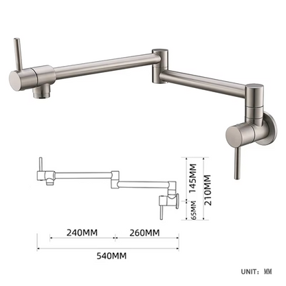 Brass Foldable Wall Mount Kitchen Faucet Single Hole Pot Filler Tap