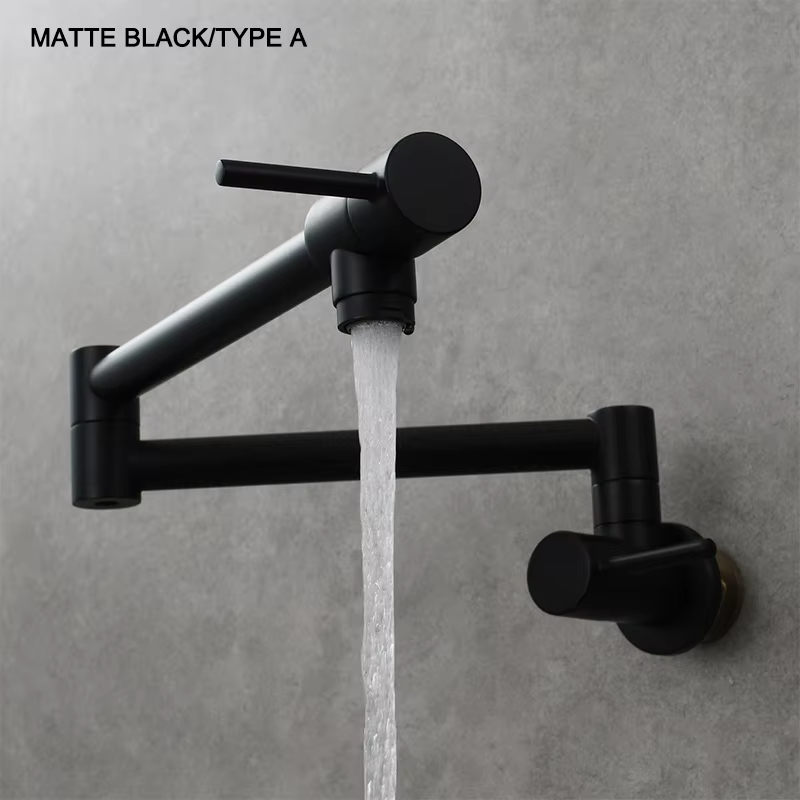 Brass Foldable Wall Mount Kitchen Faucet Single Hole Pot Filler Tap