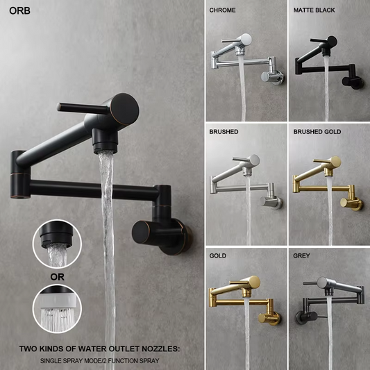 Brass Foldable Wall Mount Kitchen Faucet