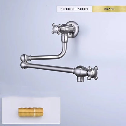Juno Foldable Wall Mounted Kitchen Sink Faucet with Hot and Cold Mixer Copper European Style Rotation