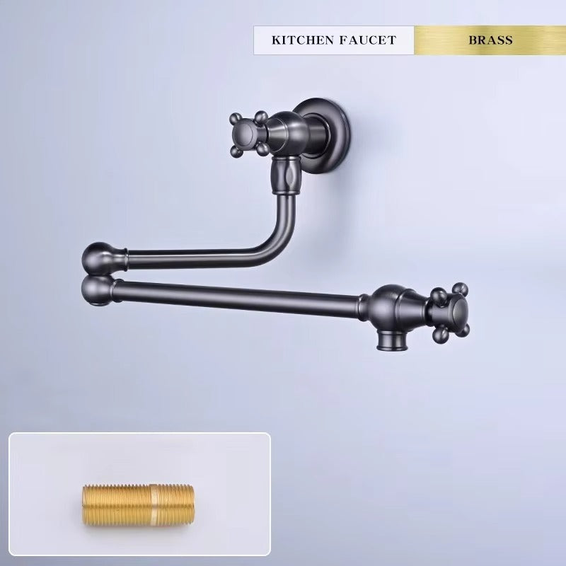 Juno Foldable Wall Mounted Kitchen Sink Faucet with Hot and Cold Mixer Copper European Style Rotation