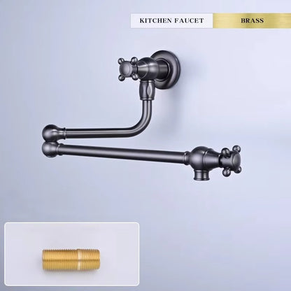 Juno Foldable Wall Mounted Kitchen Sink Faucet with Hot and Cold Mixer Copper European Style Rotation