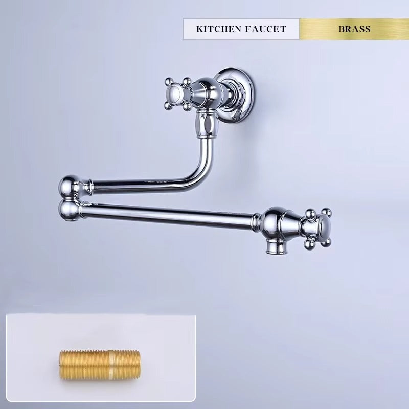 Juno Foldable Wall Mounted Kitchen Sink Faucet with Hot and Cold Mixer Copper European Style Rotation