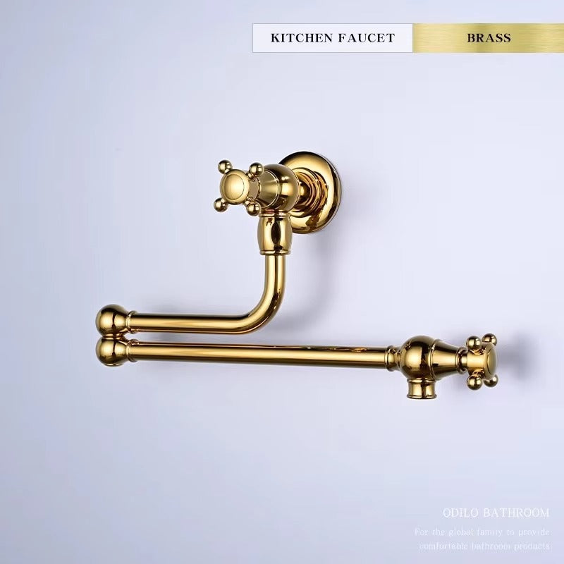 Juno Foldable Wall Mounted Kitchen Sink Faucet with Hot and Cold Mixer Copper European Style Rotation