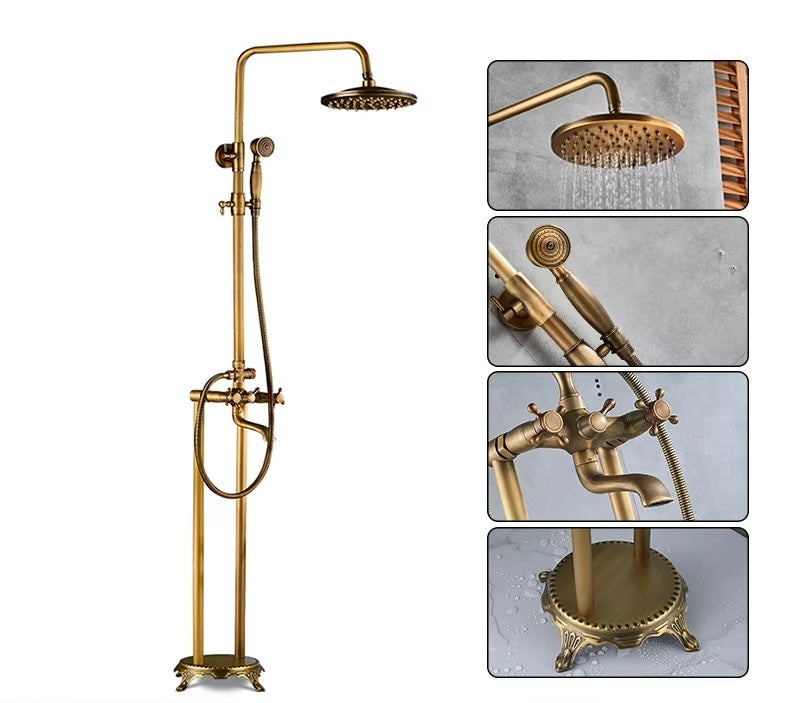 Juno Quinn Free Standing Shower Head with Bathtub Faucet And Hand Shower System