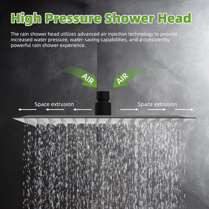 High Pressure Dual Shower Head Combo Handheld Shower Wand 16'' Adjustable Arc-shaped Shower Extension Arm