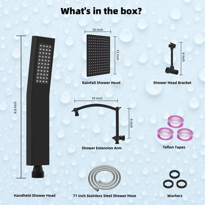 High Pressure Dual Shower Head Combo Handheld Shower Wand 16'' Adjustable Arc-shaped Shower Extension Arm