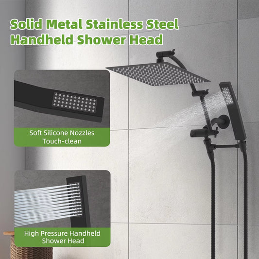 High Pressure Dual Shower Head Combo Handheld Shower Wand