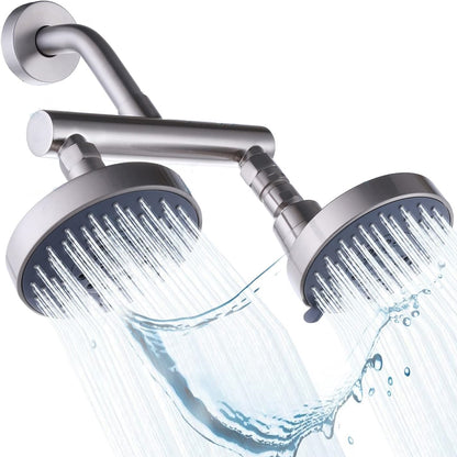 Juno Brushed Nickel Dual Shower Head Wall Mount