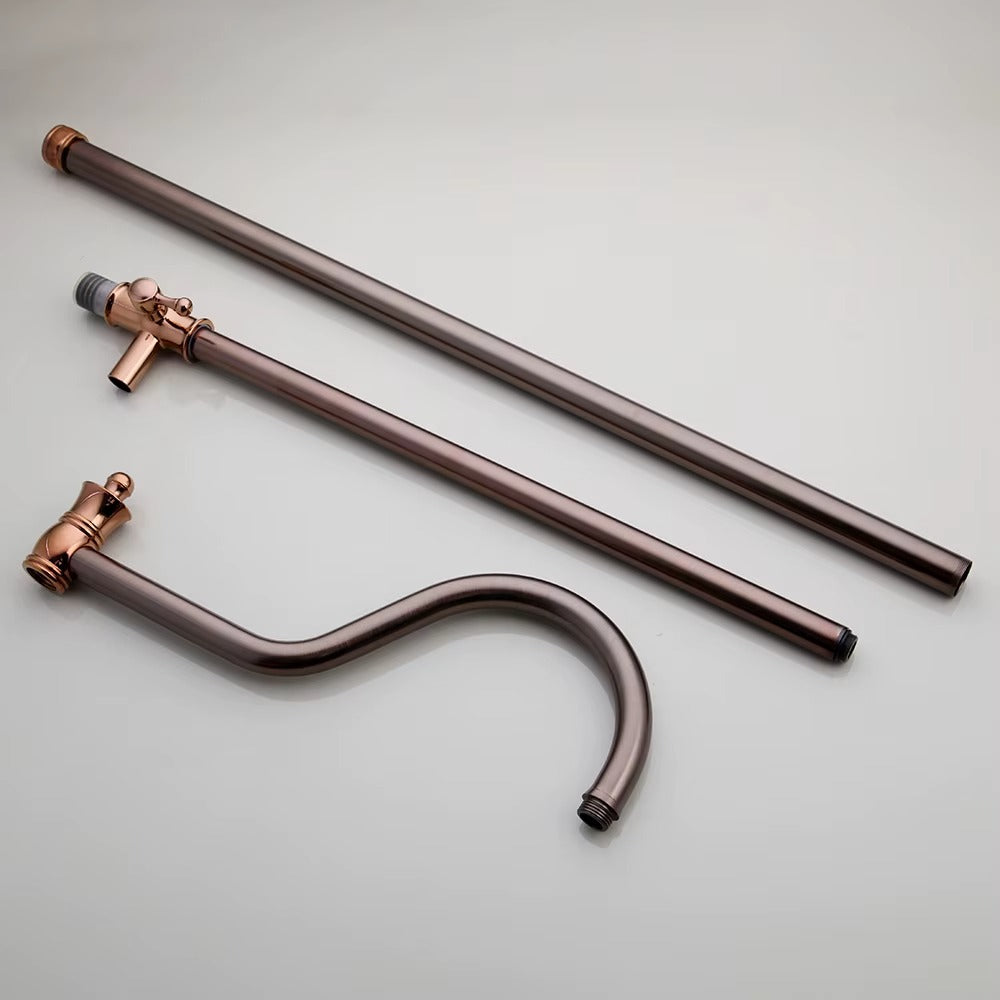 Juno New Luxury Rose Gold Rain Shower System with Swivel Bathtub Mixer Tap