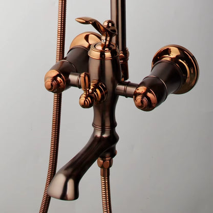 Juno New Luxury Rose Gold Rain Shower System with Swivel Bathtub Mixer Tap