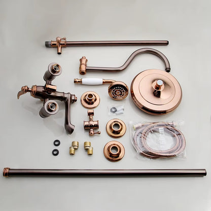 Juno New Luxury Rose Gold Rain Shower System with Swivel Bathtub Mixer Tap