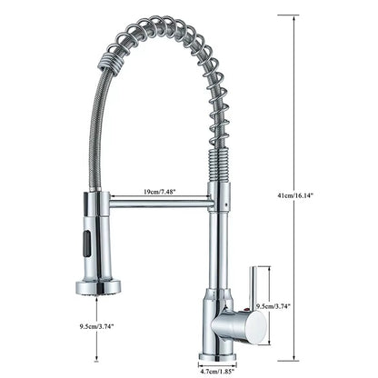 Juno Spring Stainless Steel Pull Down Kitchen Faucets Hot Cold Stream Spray