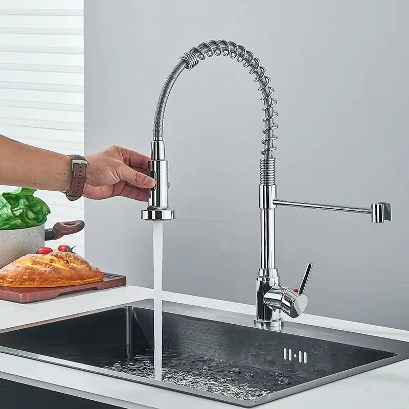 Juno Spring Stainless Steel Pull Down Kitchen Faucets Hot Cold Stream Spray