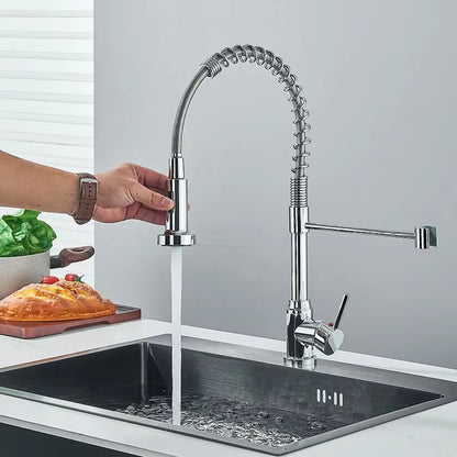 Juno Spring Stainless Steel Pull Down Kitchen Faucets Hot Cold Stream Spray