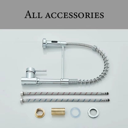 Juno Spring Stainless Steel Pull Down Kitchen Faucets Hot Cold Stream Spray