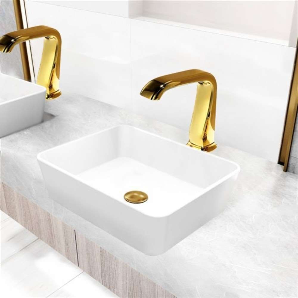 Juno Gold Touchless Bathroom Faucet Deck Mount