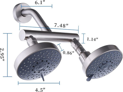 Juno Brushed Nickel Dual Shower Head Wall Mount