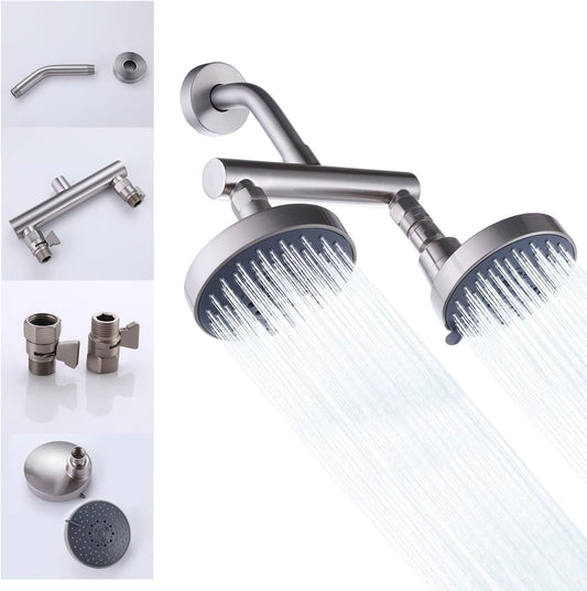 Juno Brushed Nickel Dual Shower Head Wall Mount