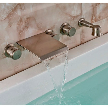 Juno Wall Mount Bath-tub Waterfall Faucet with Handheld Shower