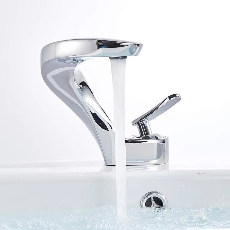 Luxury Bathroom Faucet Curve Style Single Handle Mixer Brass Deck Mounted