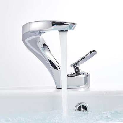 Luxury Bathroom Faucet Curve Style Single Handle Mixer Brass Deck Mounted