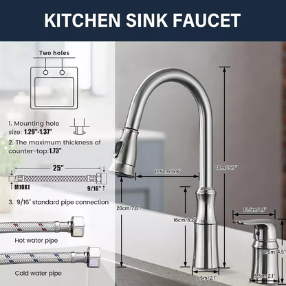 Matte Black Kitchen Sink Faucet with Pull Down Sprayer Mixer Tap Hot and Cold Taps