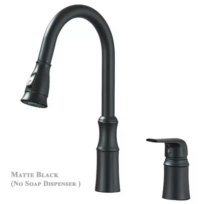 Matte Black Kitchen Sink Faucet with Pull Down Sprayer Mixer Tap Hot and Cold Taps