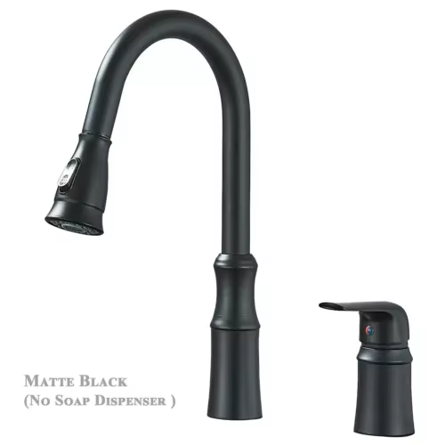 Matte Black Kitchen Sink Faucet with Pull Down Sprayer Mixer Tap Hot and Cold Taps