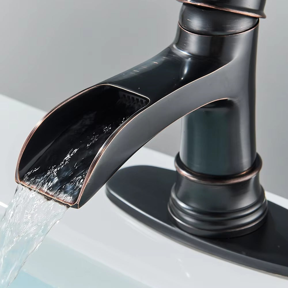 Oil Rubbed Bronze Waterfall Bathroom Faucet 