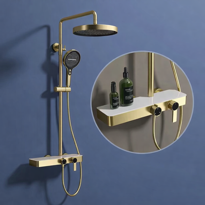 3-way Rainfall Bathroom Shower Set with Handheld Shower Faucet in Gold and Gray