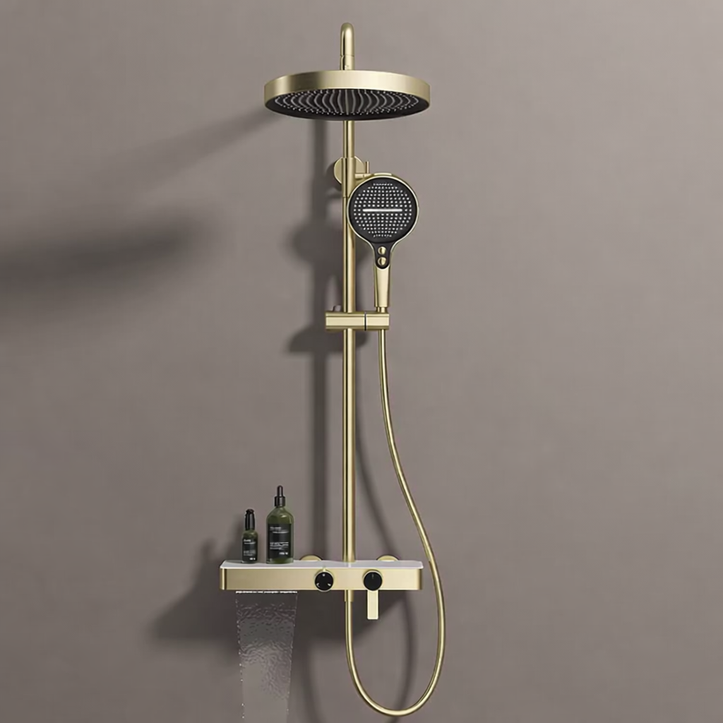 3-way Rainfall Bathroom Shower Set with Handheld Shower Faucet in Gold and Gray