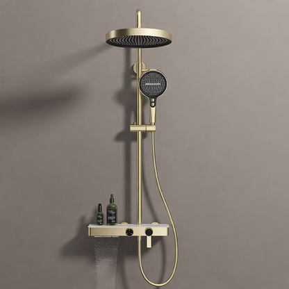 3-way Rainfall Bathroom Shower Set with Handheld Shower Faucet in Gold and Gray