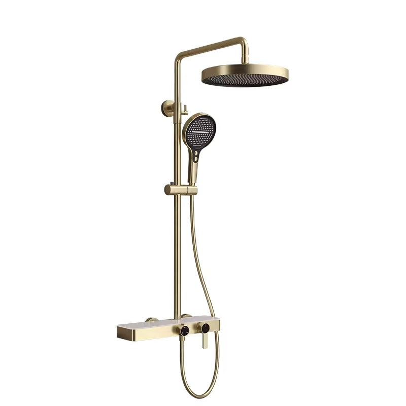 3-way Rainfall Bathroom Shower Set with Handheld Shower Faucet in Gold and Gray