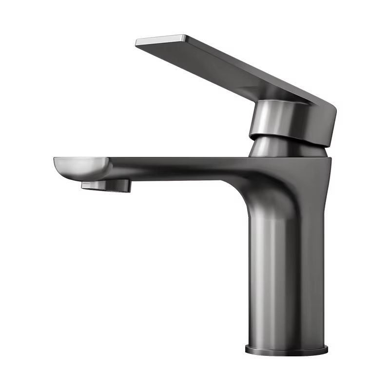 Stainless Steel Gun Grey Deck Mounted Bathroom Sink Faucet
