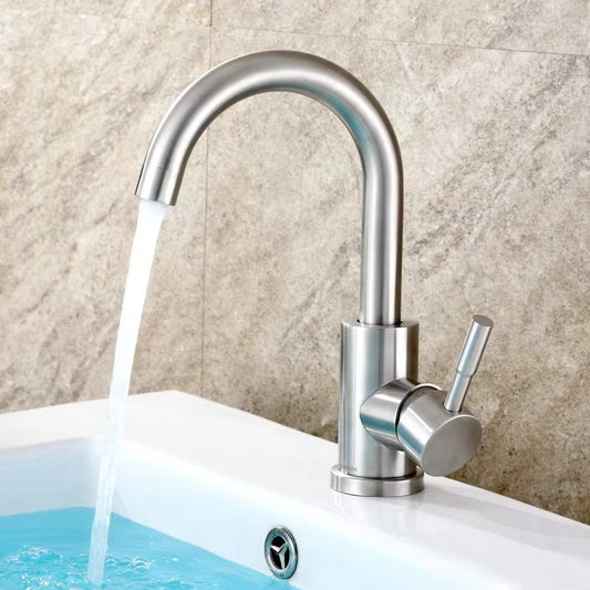 Stainless Steel Hot and Cold Deck Mounted Single Handle Bathroom Faucets