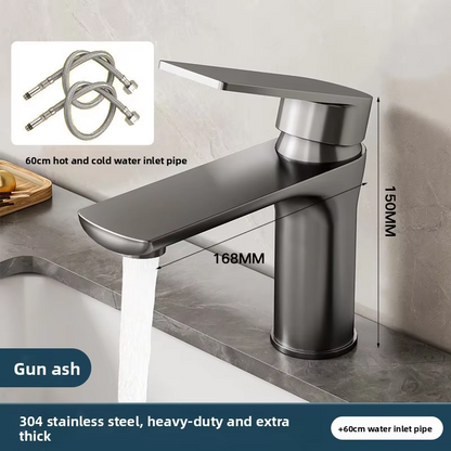 Stainless Steel Gun Grey Deck Mounted Bathroom Sink Faucet