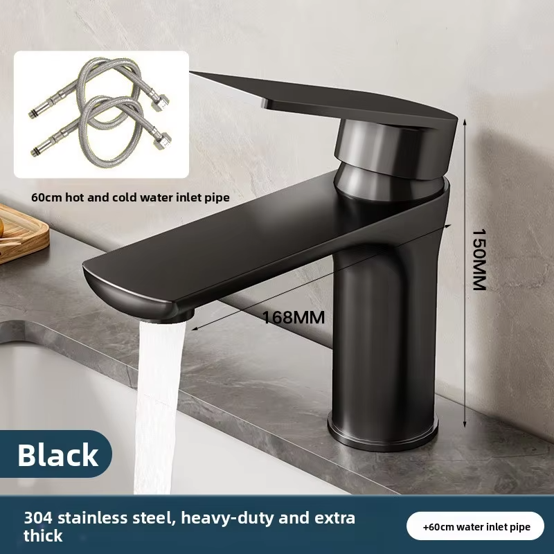 Stainless Steel Gun Grey Deck Mounted Bathroom Sink Faucet