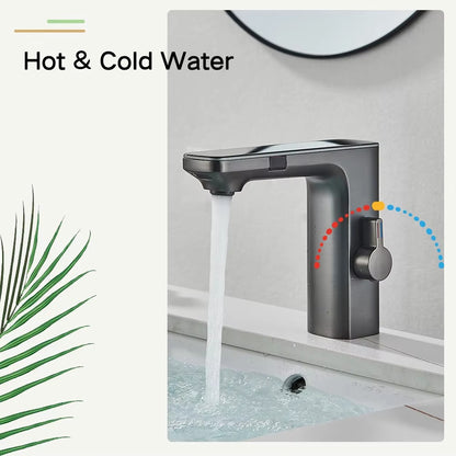 Touchless Bathroom Sink Faucet Smart Digital Display Hot Cold Water Mixer Tap Crane