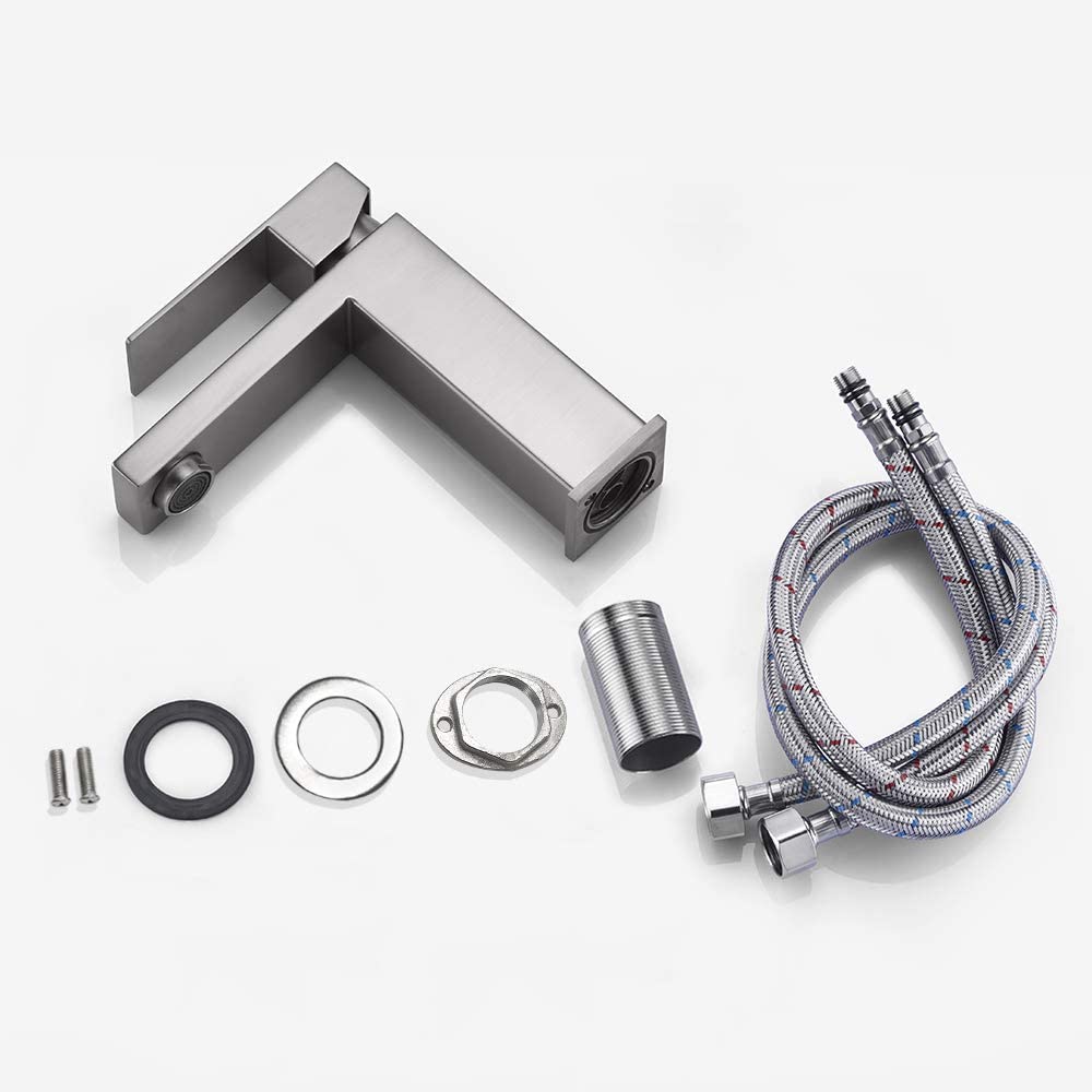 Juno Brushed Finish Single Handle Mixer Bathroom Standing Square Faucet