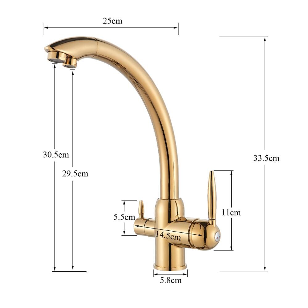 Juno Water Purifing Dual Handle Deck Mount Kitchen Sink Faucet