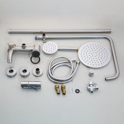 Juno 8 Inch Brushed Nickel Wall Mount 3 Function Rain Shower Head Handheld Spray Bathroom Shower Set