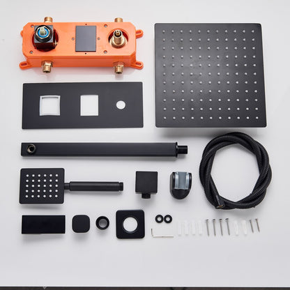 Matte Black Rainfall Shower Head With Digital Mixer