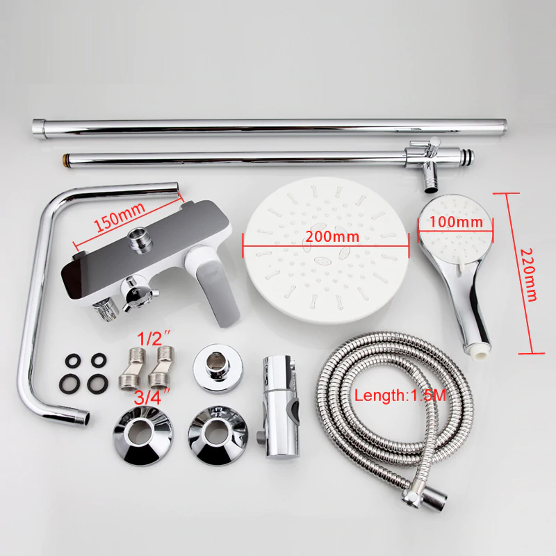 Juno Sleek Rain Polished Chrome Wall Shower Mixer & Shower Faucet With Handheld Shower