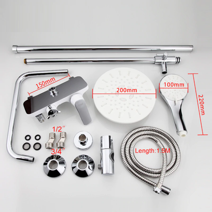 Juno Sleek Rain Polished Chrome Wall Shower Mixer & Shower Faucet With Handheld Shower