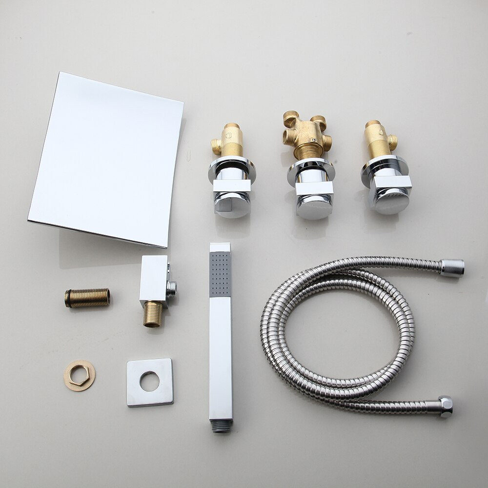 Juno Featured 5 pc Bathtub Waterfall Polished Chrome Bathroom Faucet