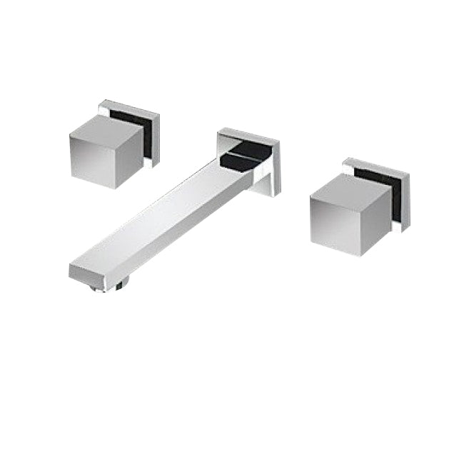 Square Double Handle Wall Mounted Dual Mixer Bathroom Faucet